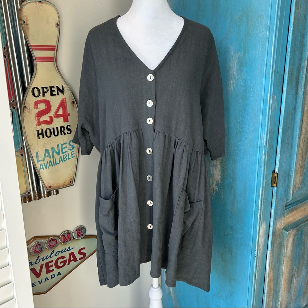 VICI Babydoll Button Down Mini Dress Oversized Flowy Cottagecore Farmhouse